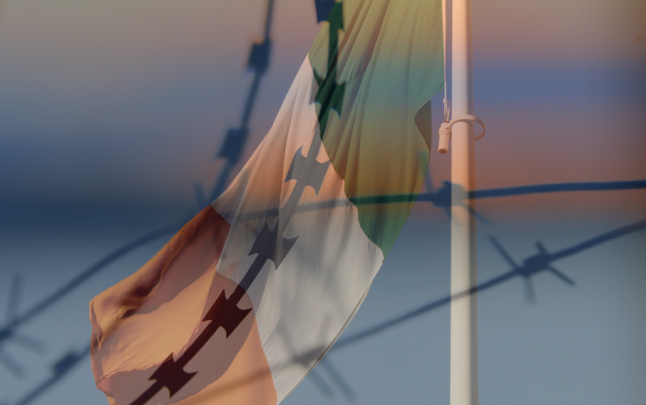 Irish flag and razor wire